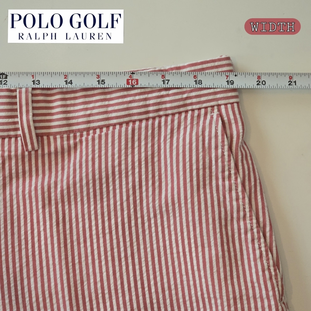 Polo Golf Men's Size 38 Coastal Red Seersucker Flat Front Shorts by Ralph Lauren - Picture 6 of 9